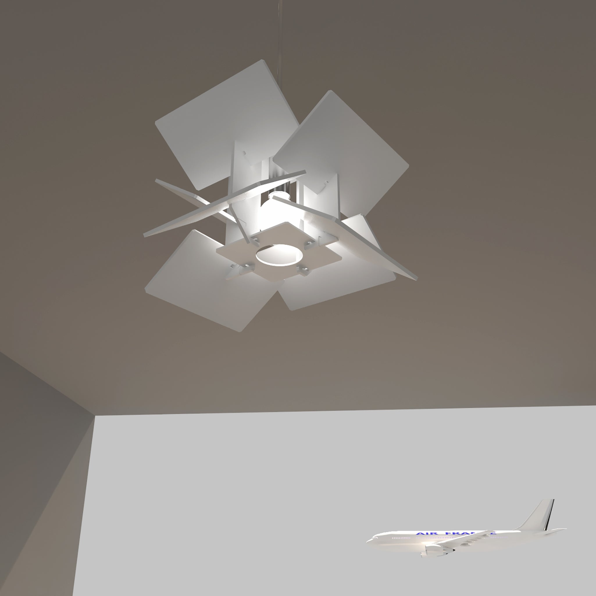 Ceiling pendant light in white for home and offis. Small pendant lamp "Galaxy-E14-White" from lighting collection by Left Sun 