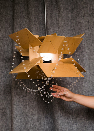 Modern Wooden Chandelier Lighting - "Galaxy-E27-Crystal"