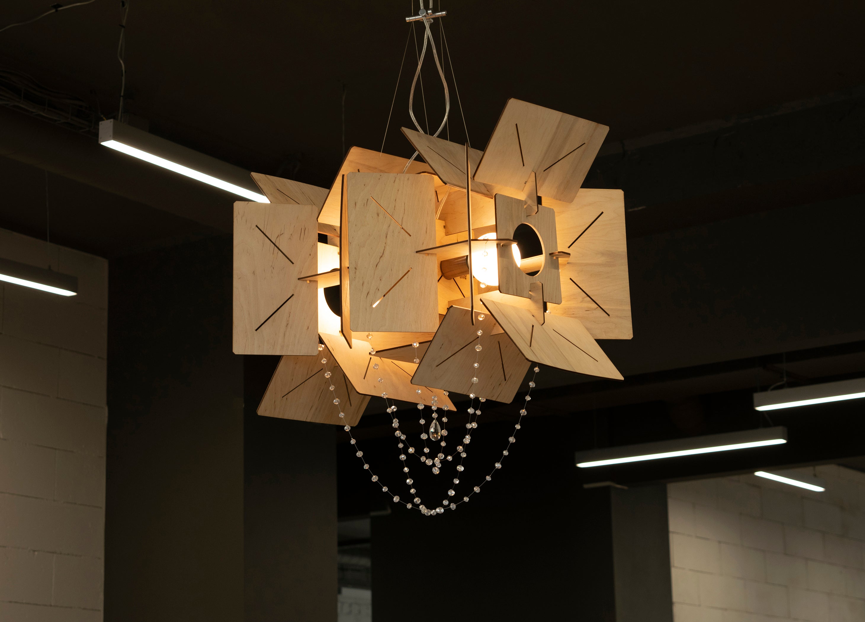 Pendant lamp with crystals "Galaxy E27x2"