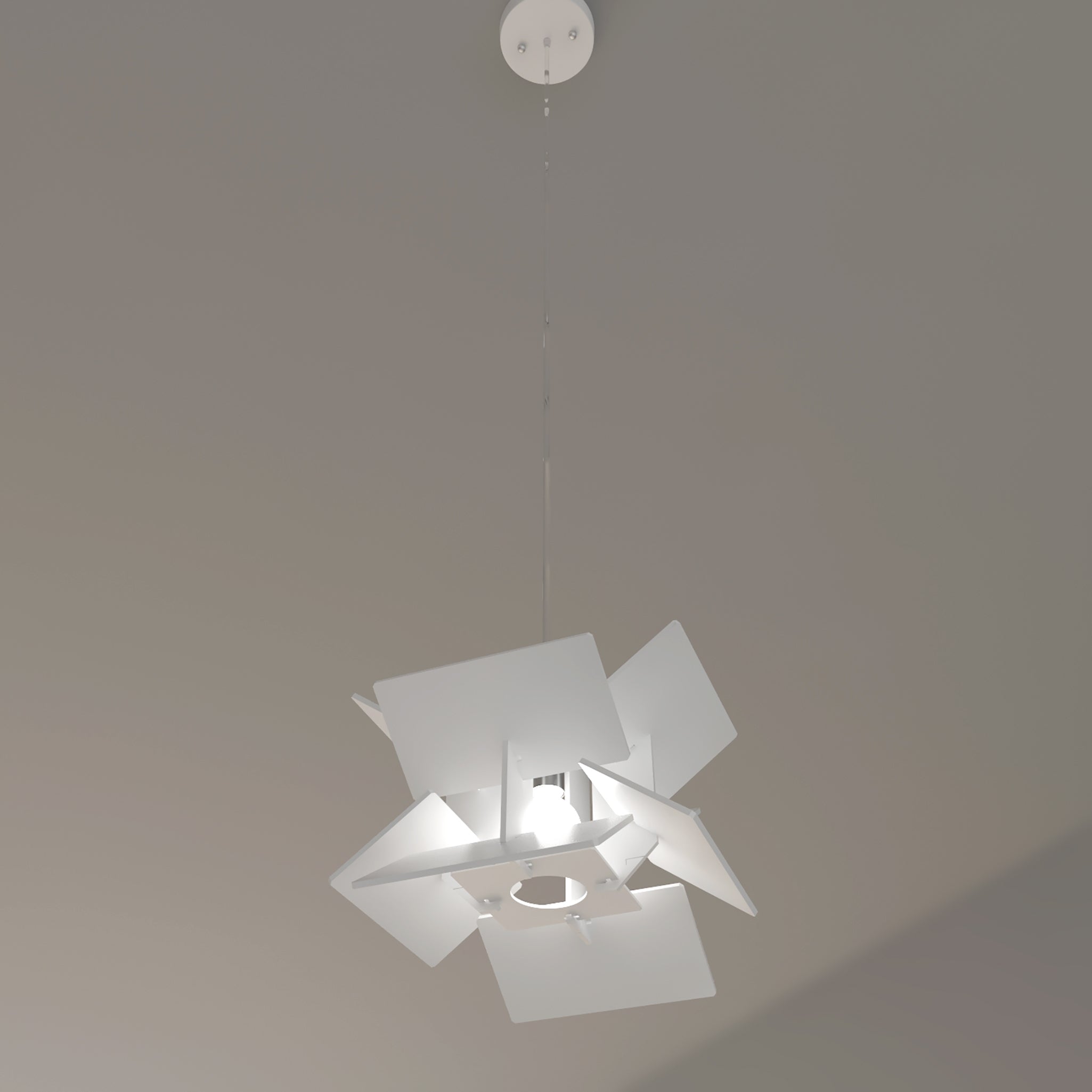 Designer pendant lights for home and office. The suspended small lamp in white