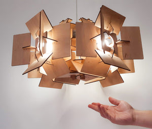 Wooden Pendant Light - "Galaxy 4xE14"