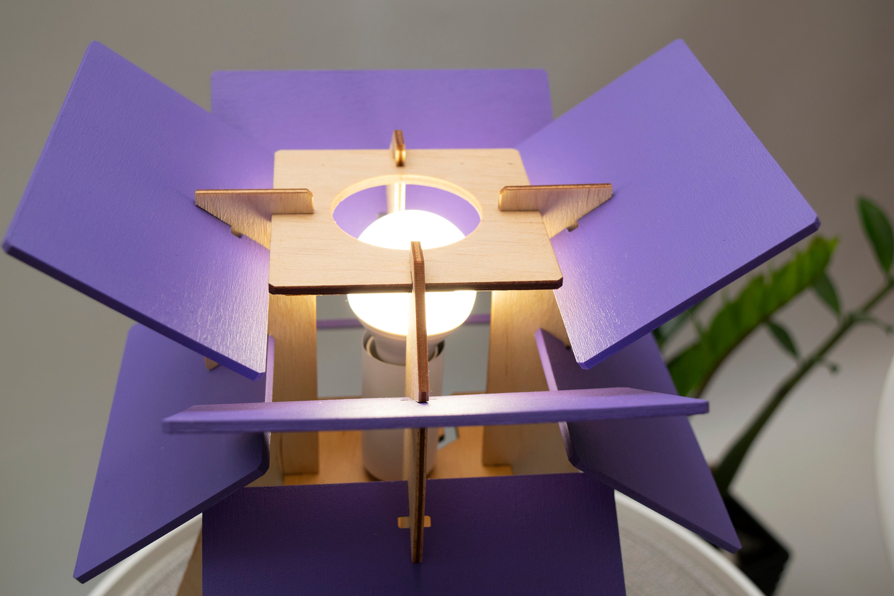 Purple Wood Desk Lamp