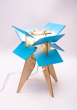 Blue Wood Desk Lamp